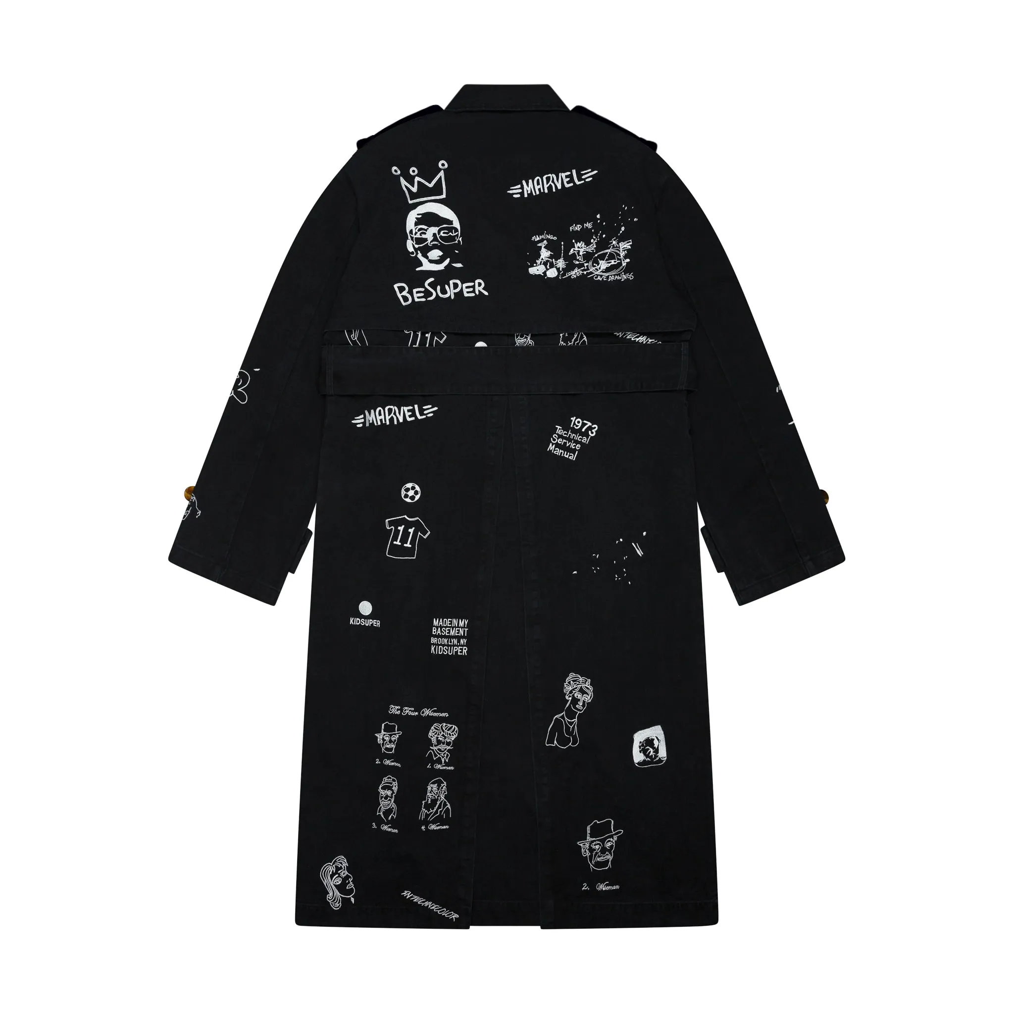 Embroidered Trench Coat [Black]