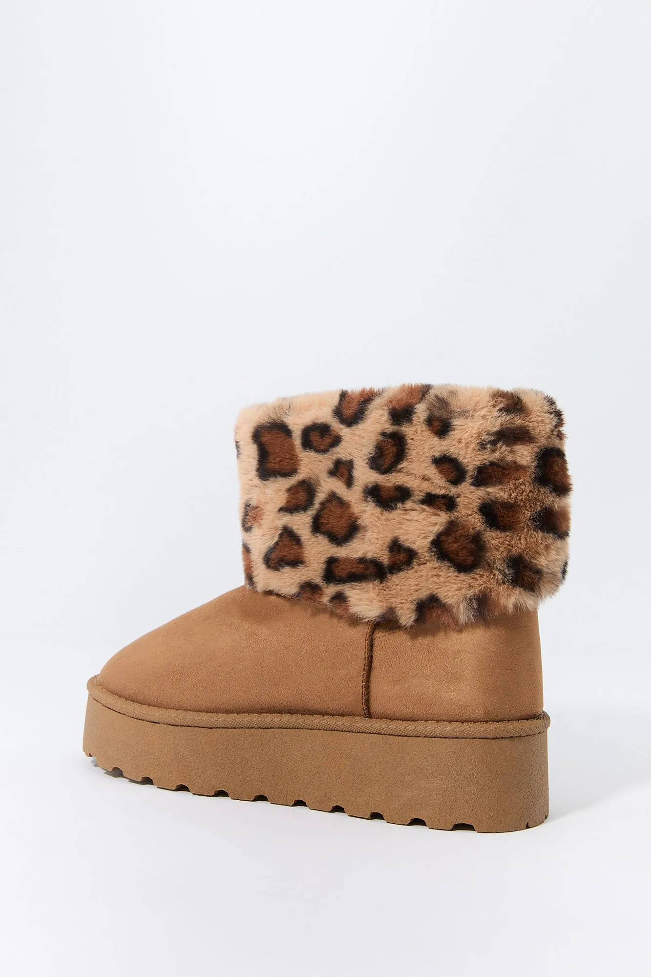 Faux Fur Collared Platform Booties