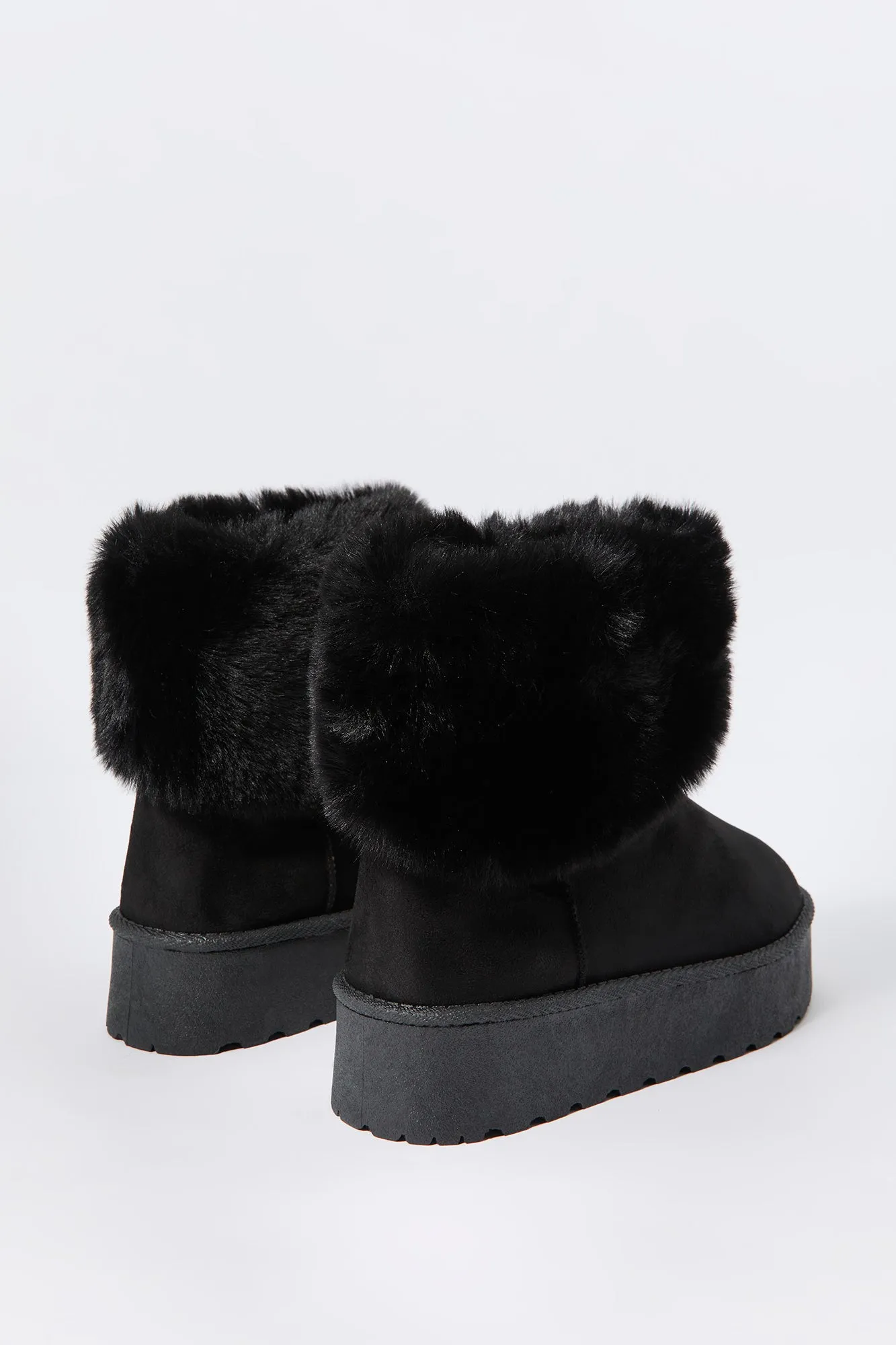 Faux Fur Collared Platform Booties