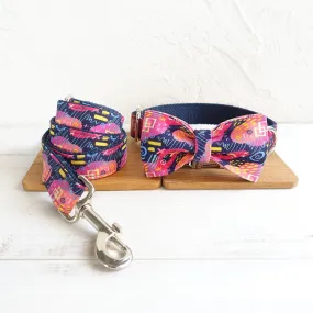 Festive Graffiti Bow Tie Leash and Collar Combo