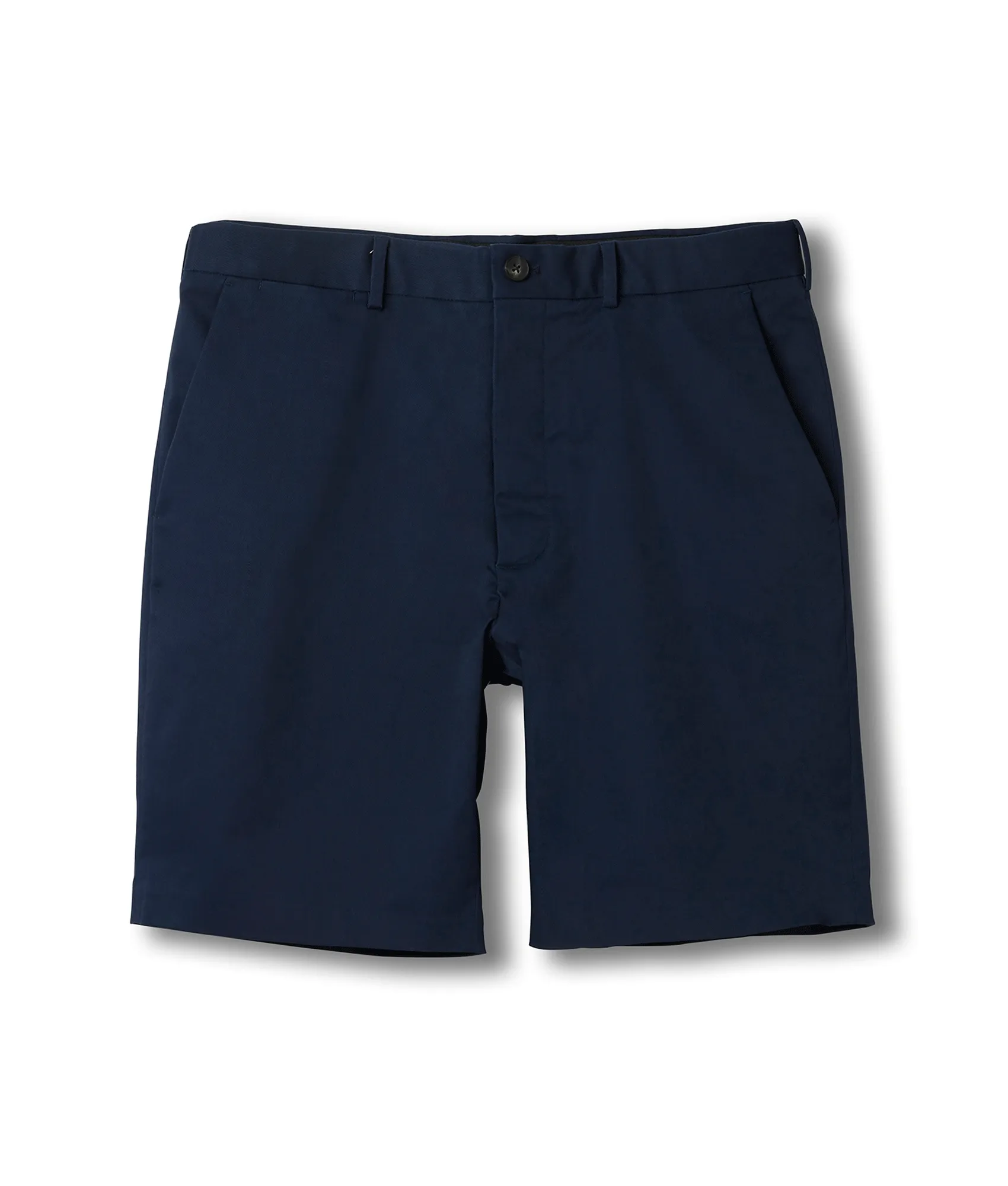 Flat Front 'Fordham' Easy-Care Chino Twill Short with Magnetic Closures - Navy