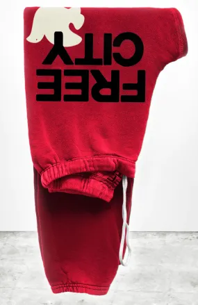 FREE CITY Large Sweatpants in Artyard Red / Cream