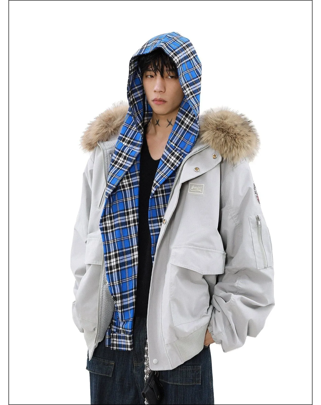 Fur Collar Cargo Style Jacket