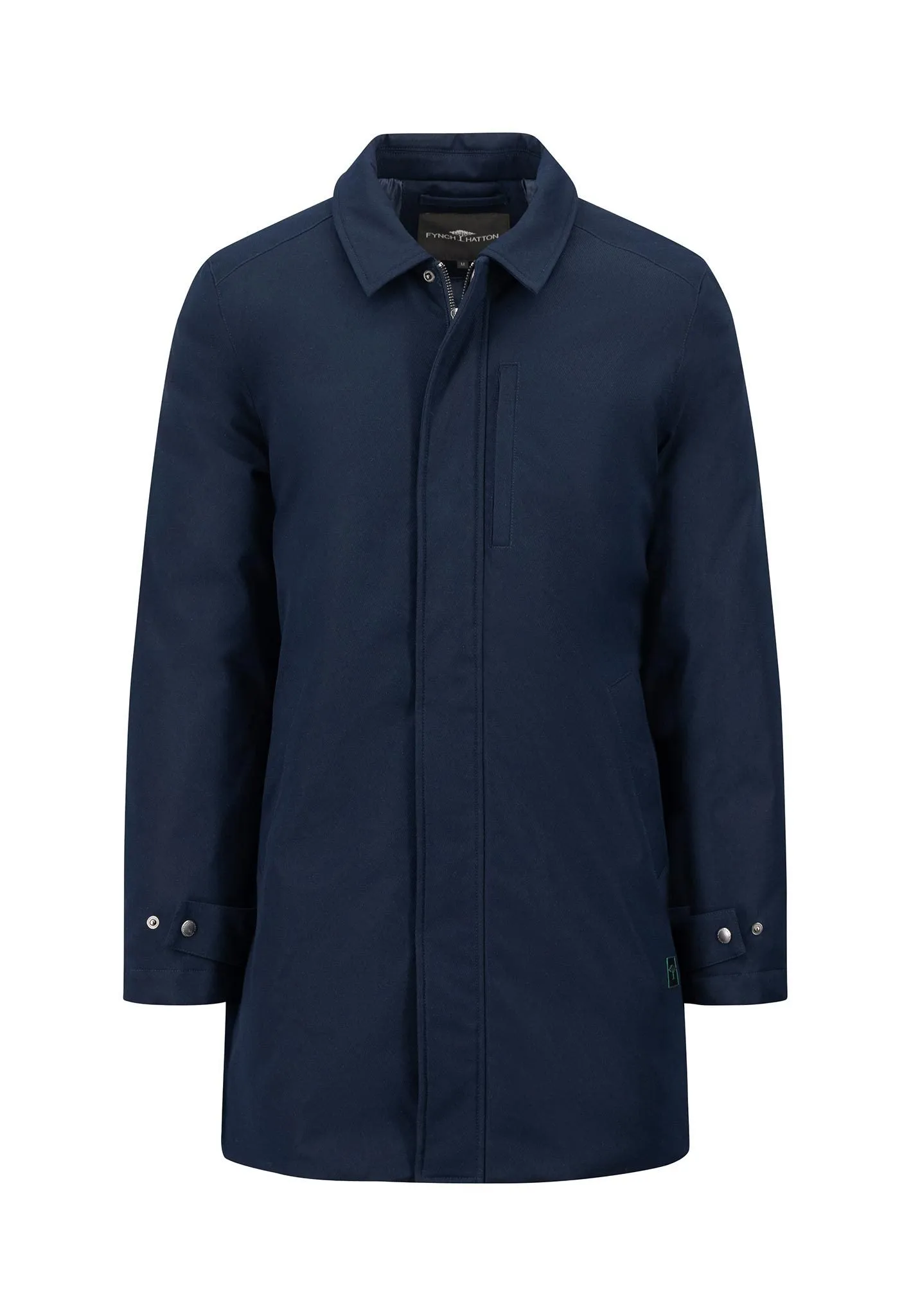 FYNCH HATTON Navy Twill Car Coat