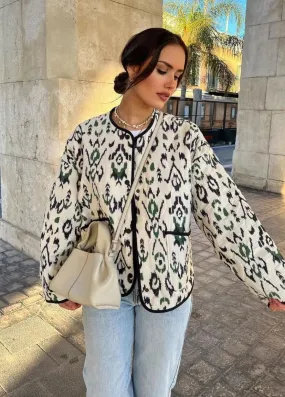 Geometric Print Quilted Thin Jacket