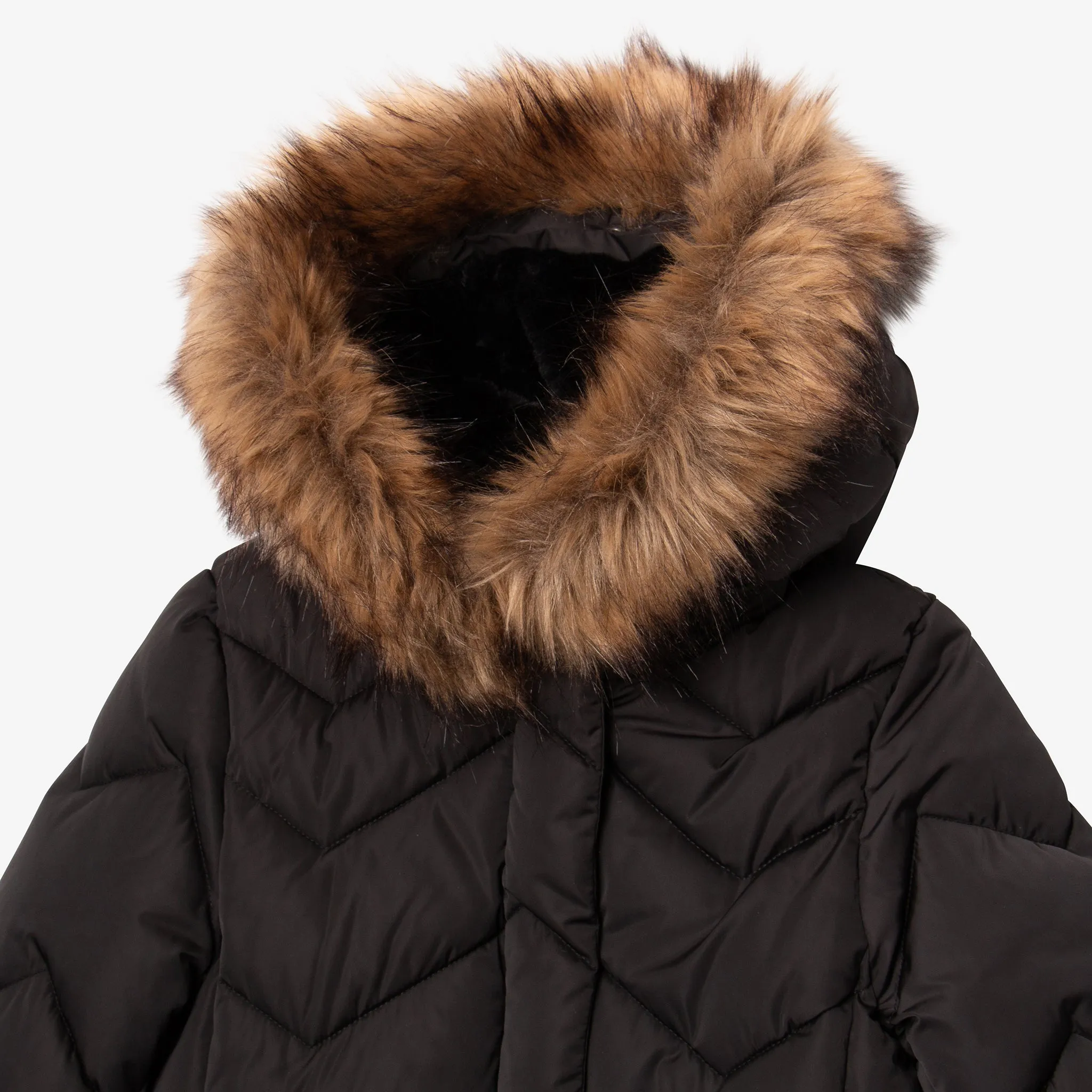 Girl black quilted parka