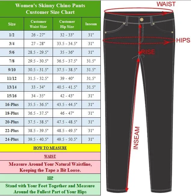 Girl's (3-PACK) Super Stretchy Skinny 5-Pocket Uniform Soft Chino Pants