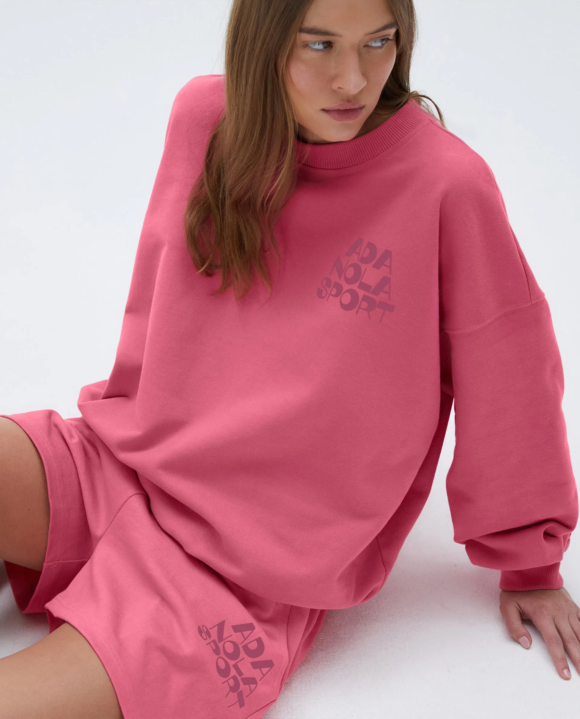 Graphic Oversized Sweatshirt - Pink