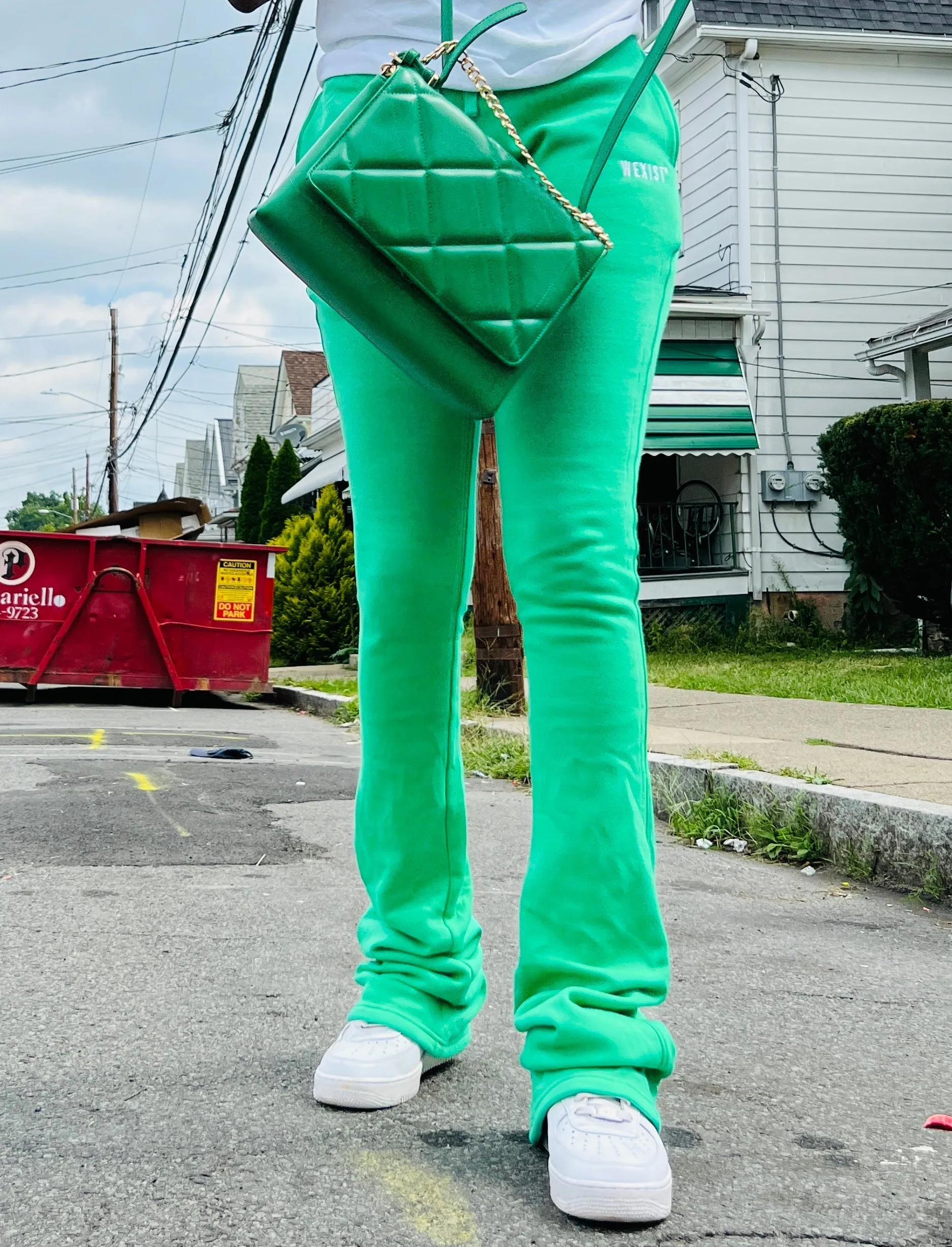 Green Tall Girl Flared Stacked  Sweatpants (Fall Pre Order)