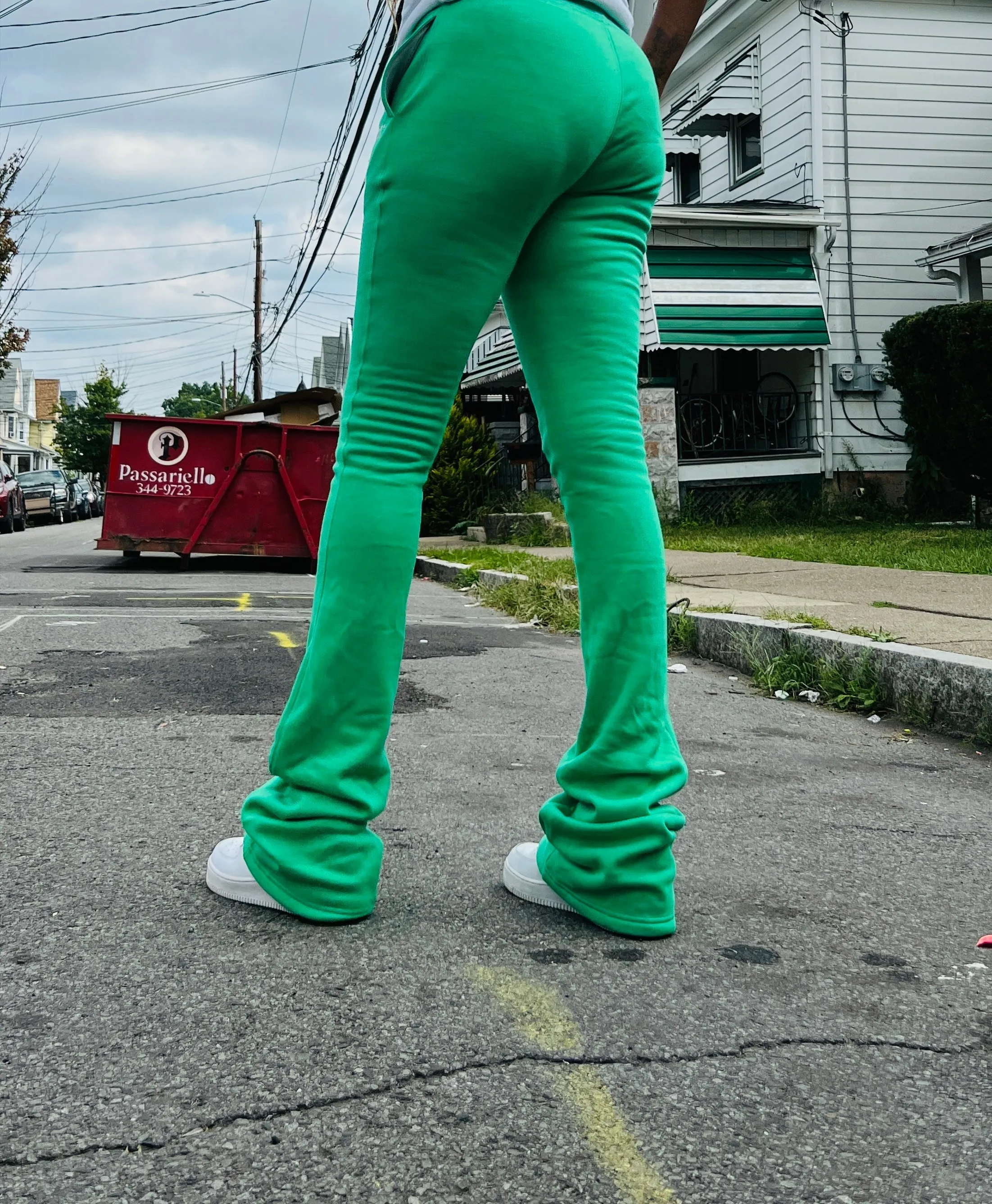 Green Tall Girl Flared Stacked  Sweatpants (Fall Pre Order)