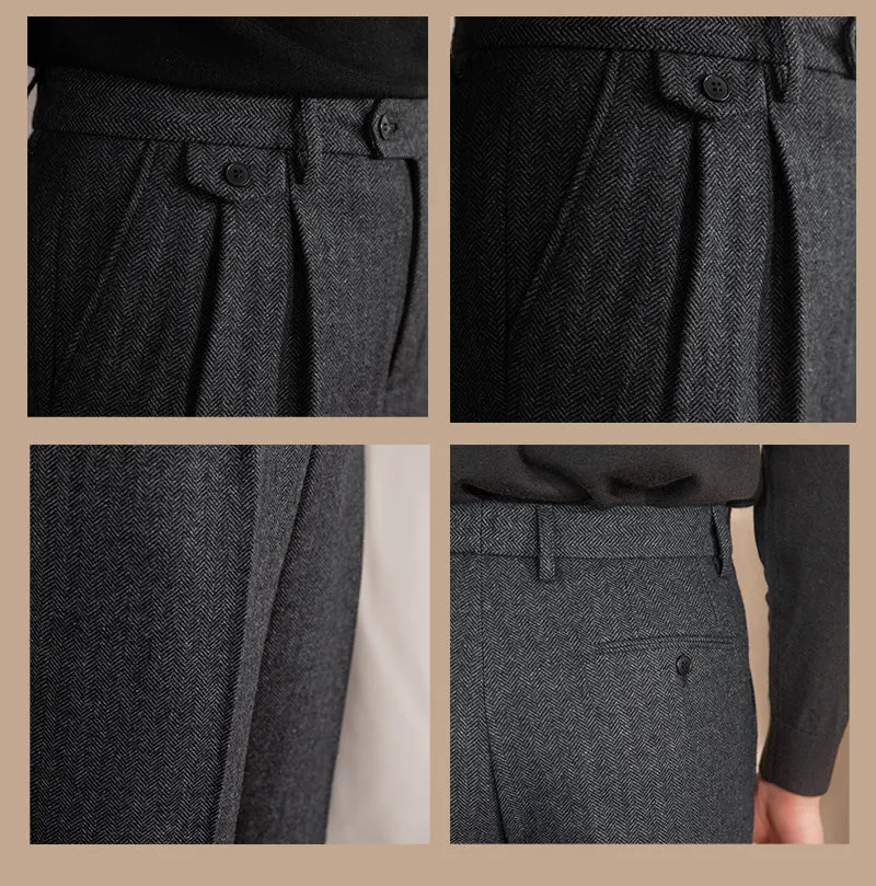 Grey Elegant Wool Gurkha Pants by Italian Vega® [Winter Edition]