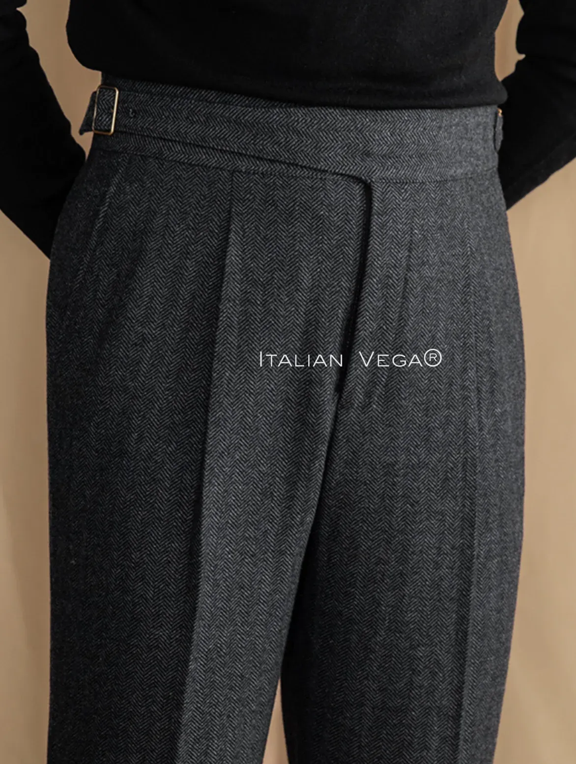 Grey Exotic Wool Gurkha Pants by Italian Vega® [Winter Edition]