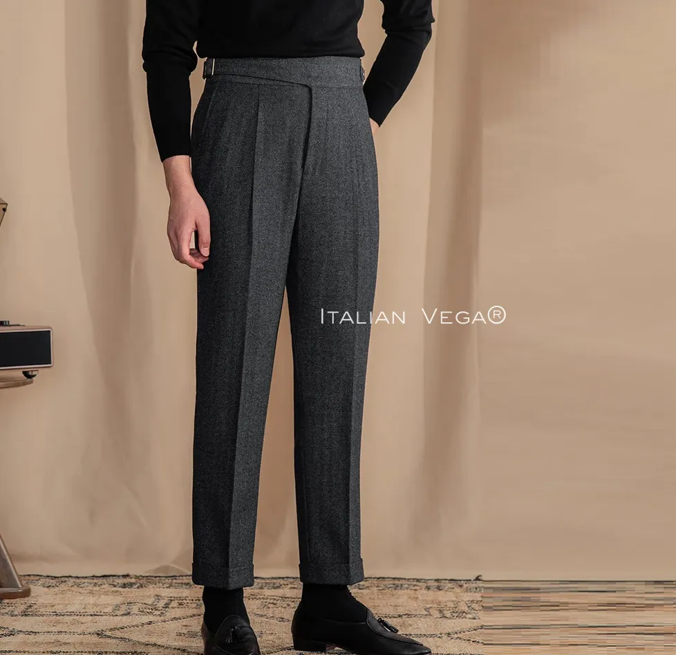 Grey Exotic Wool Gurkha Pants by Italian Vega® [Winter Edition]