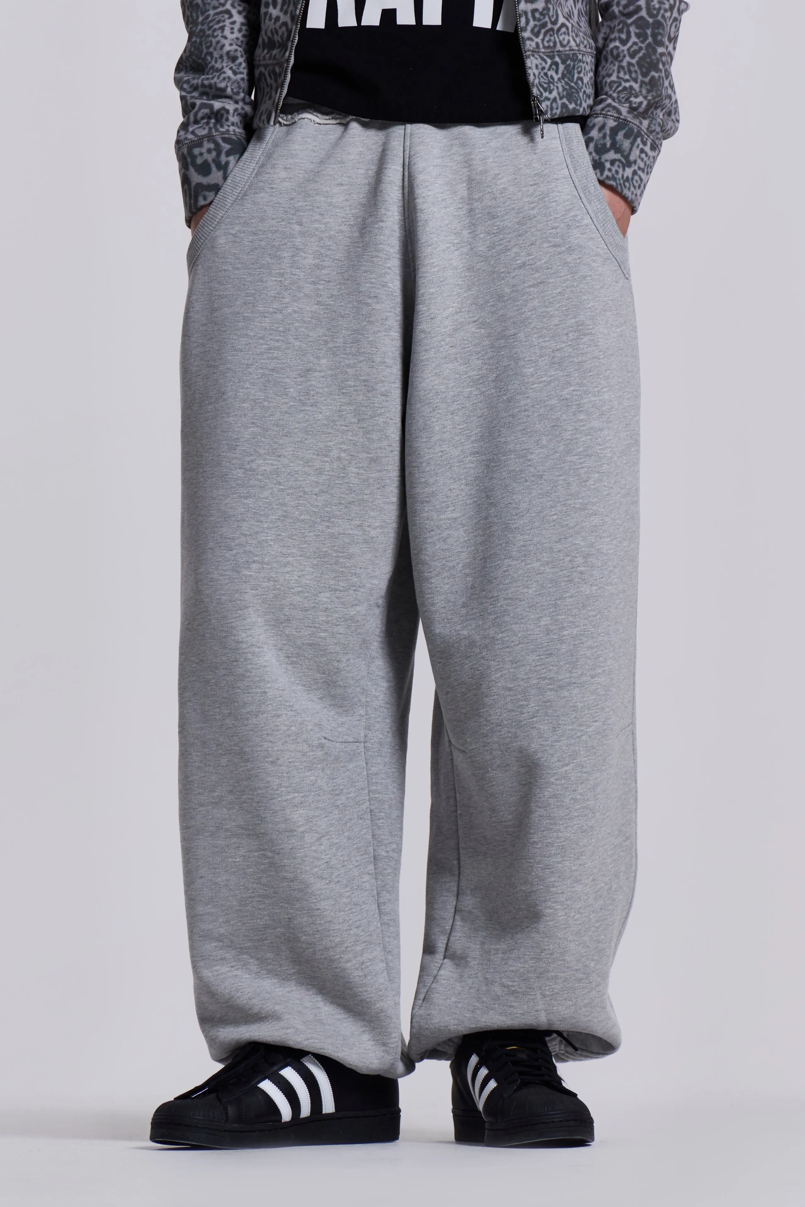 Grey Marl Cuffed Baggy Monster Joggers