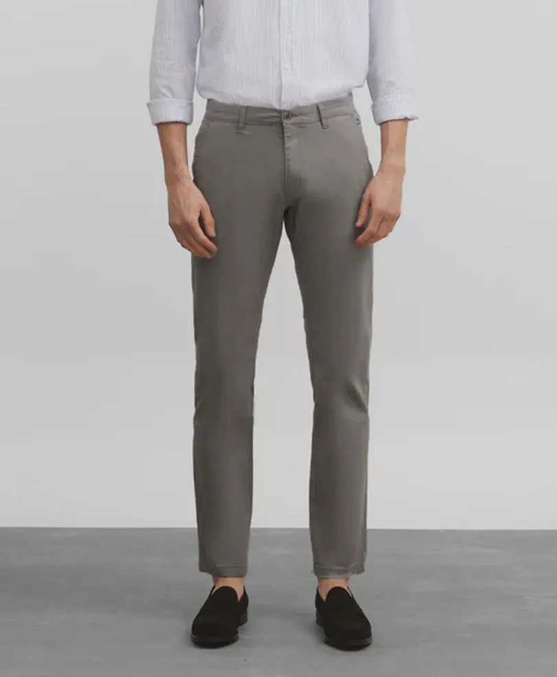 Grey Steel Stretch Chino Pants