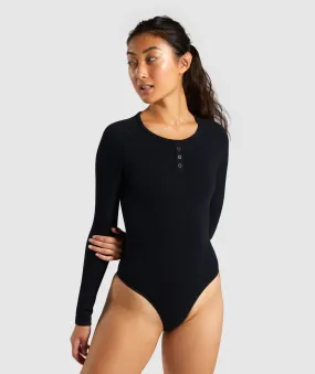 Gymshark Power Down Long Sleeve Bodysuit - Black