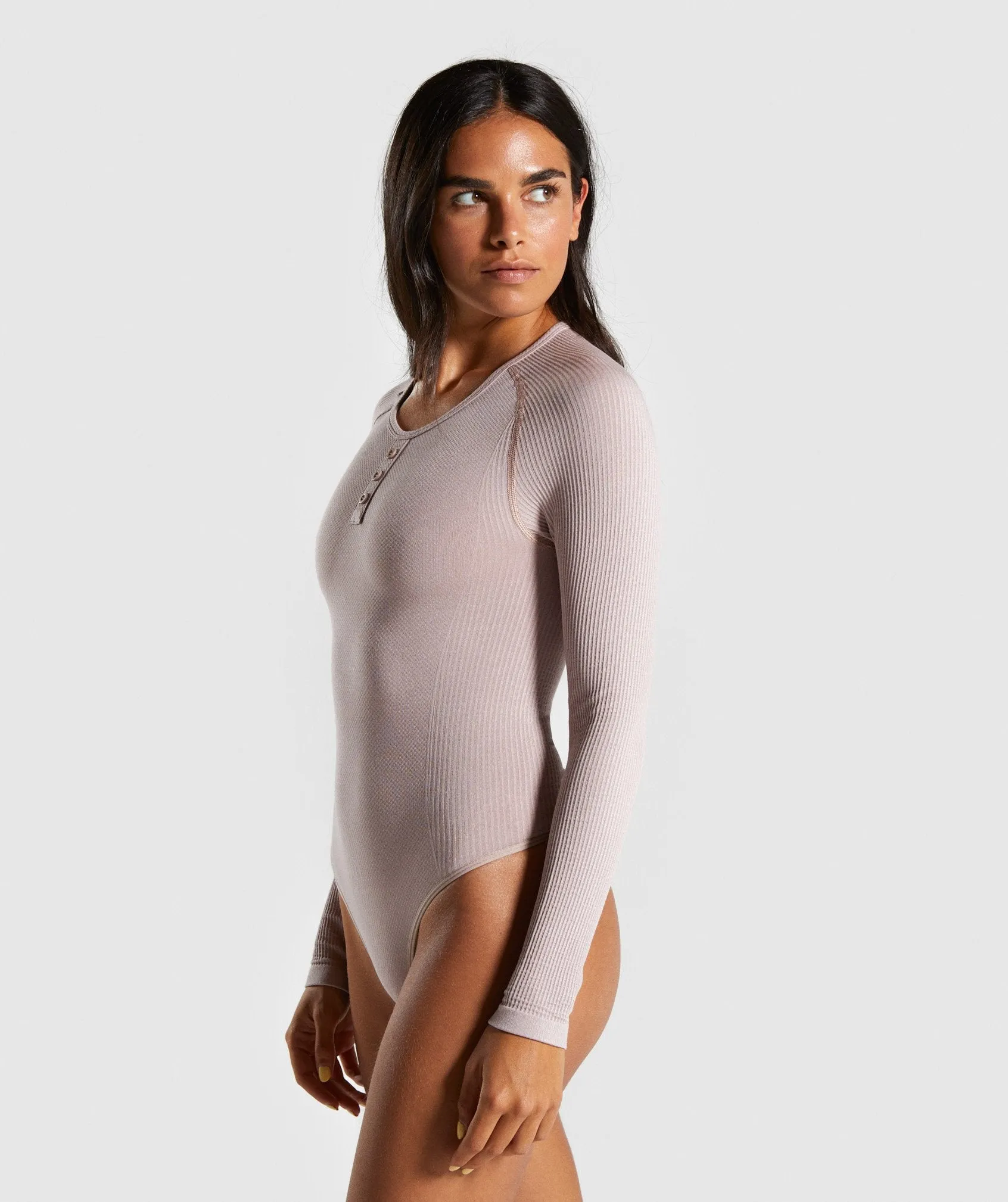 Gymshark Power Down Long Sleeve Bodysuit - Taupe