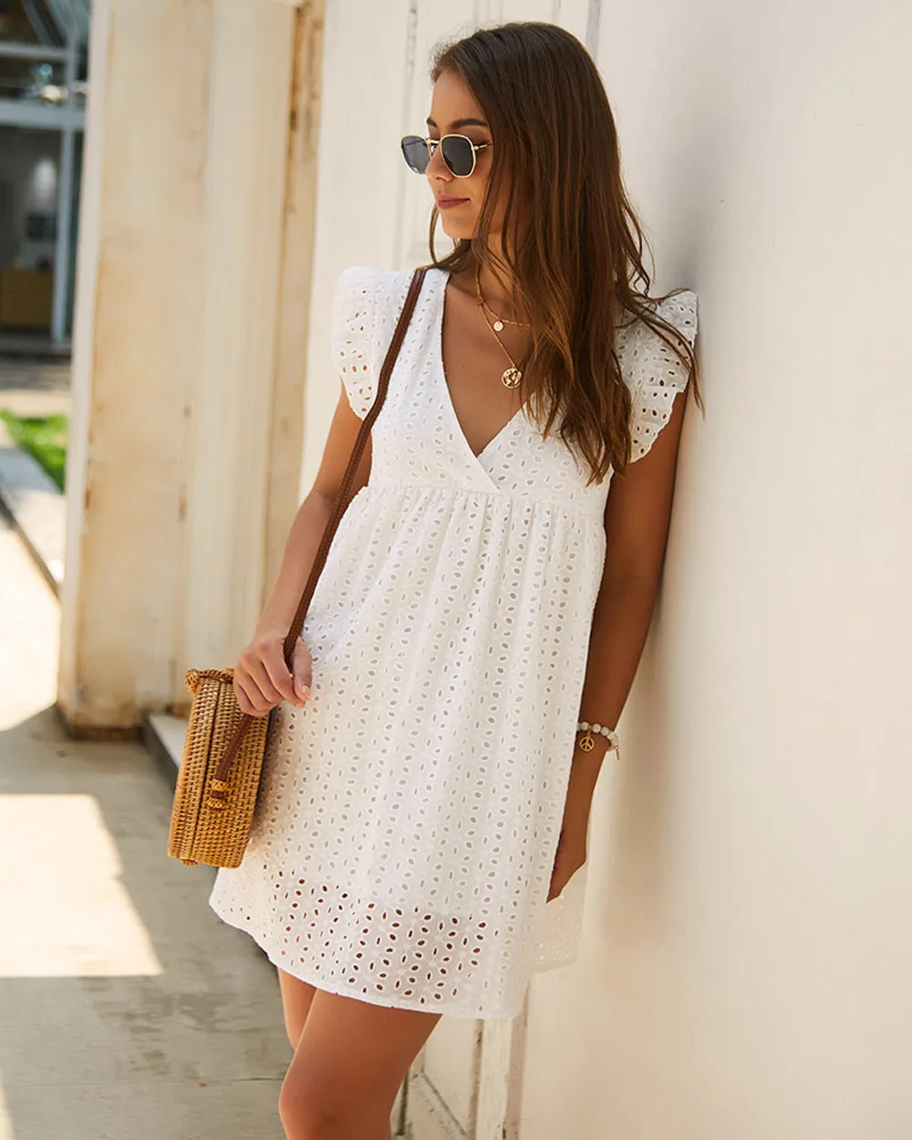 Hart Cotton Pocketed Eyelet Midi Dress - FINAL SALE