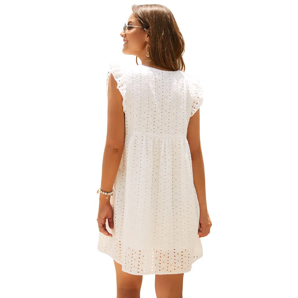 Hart Cotton Pocketed Eyelet Midi Dress - FINAL SALE