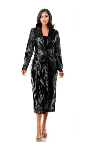 Highlight HJK754M Belted Metallic Trench Coat