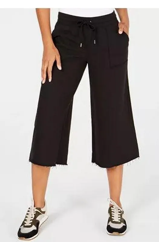 Ideology Womens Cropped Wide-Leg Sweatpants