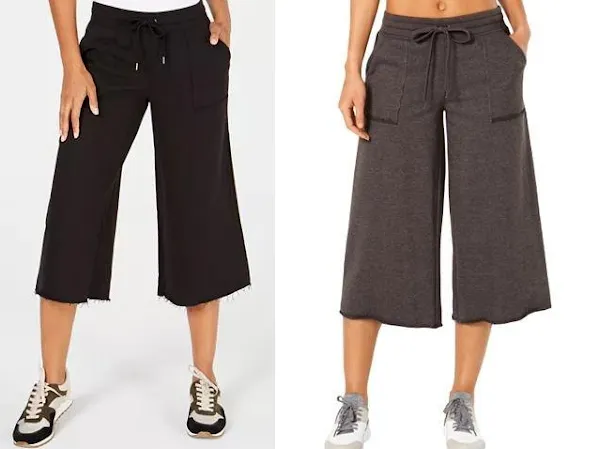 Ideology Womens Cropped Wide-Leg Sweatpants