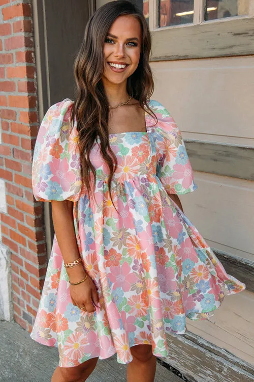 It's All For Fun Floral Print Babydoll Mini Dress