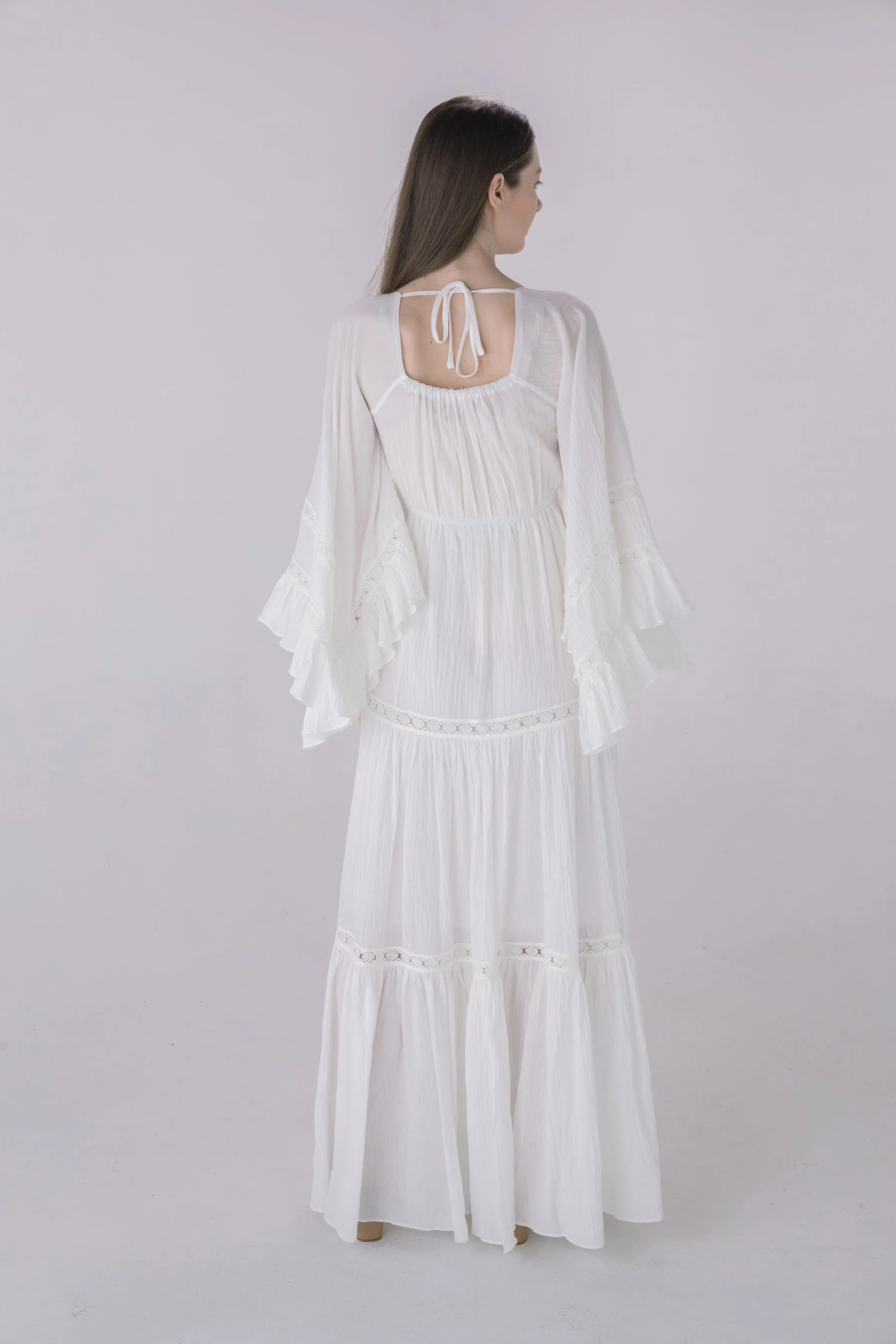 Ivory Drama Sleeve Maxi Resort Dress