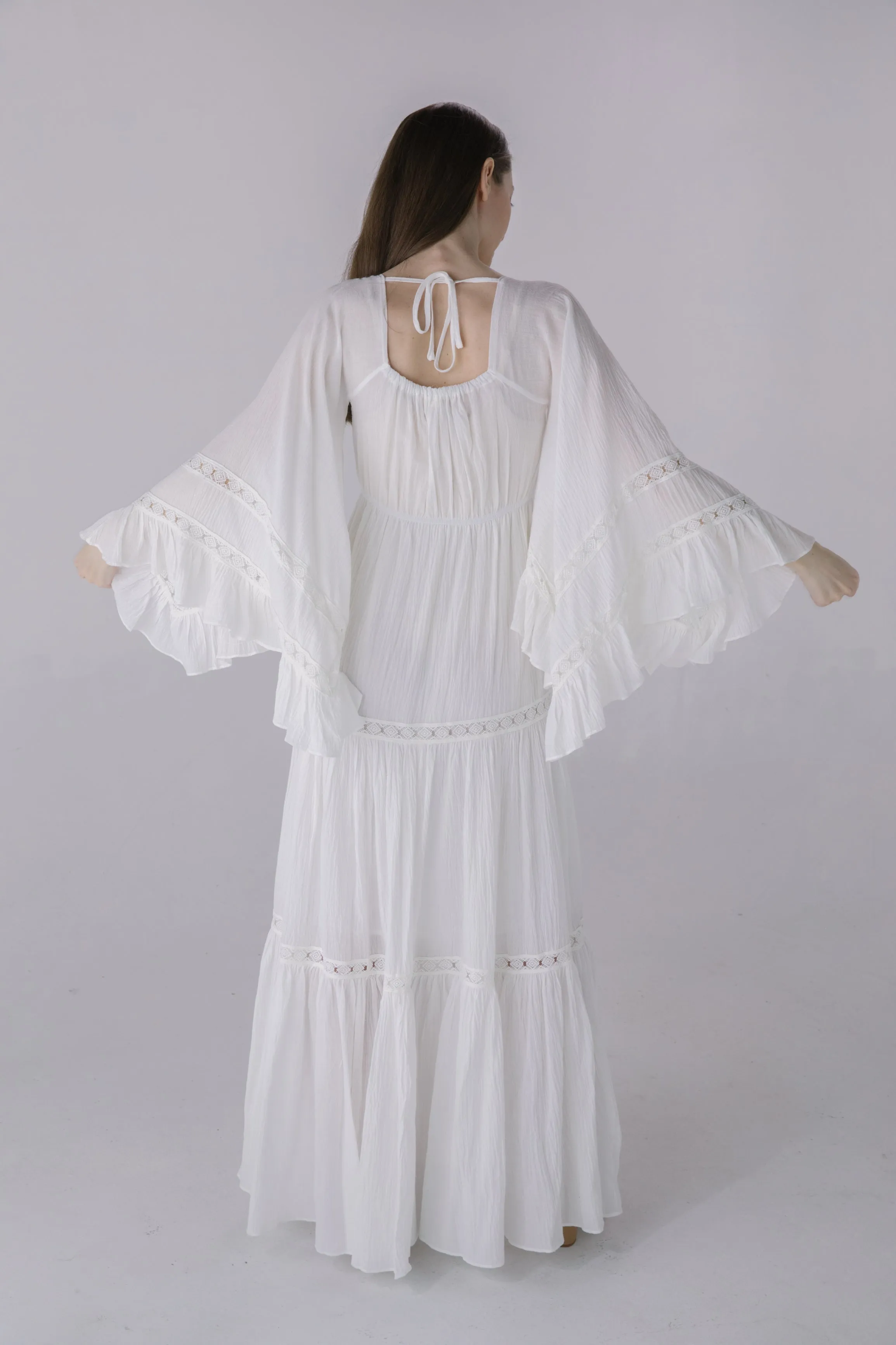 Ivory Drama Sleeve Maxi Resort Dress