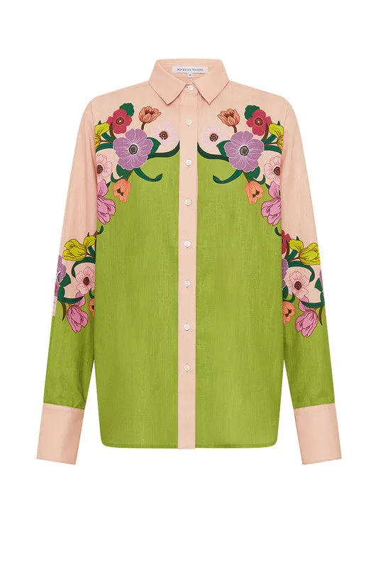 JEWEL FLORAL SHIRT | Chartreuce