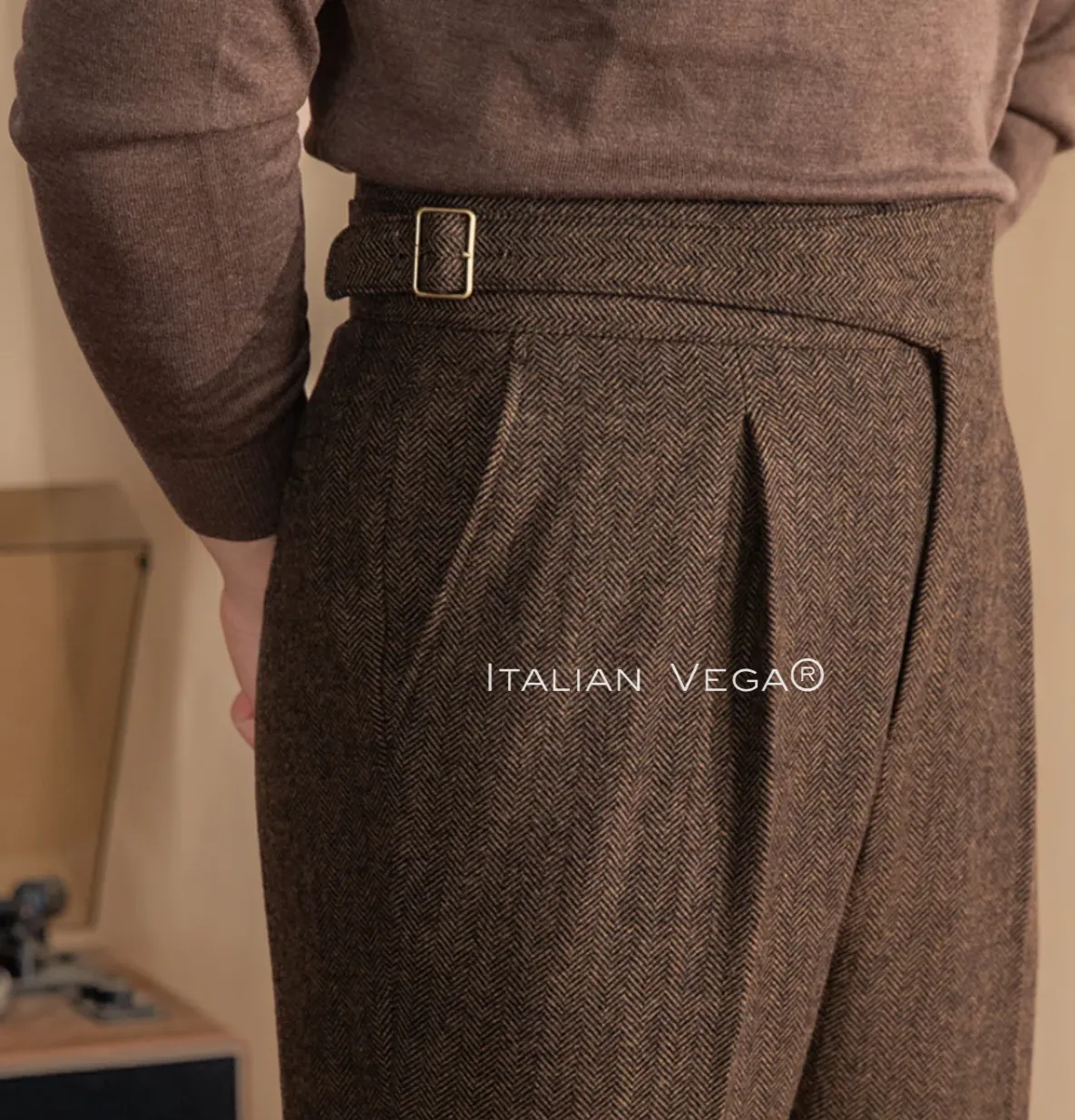 Khakhi Exotic Wool Gurkha Pants by Italian Vega® [Winter Edition]