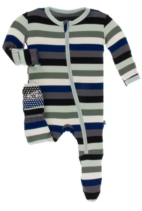 KicKee Pants Zoology Stripe Footie with Zipper