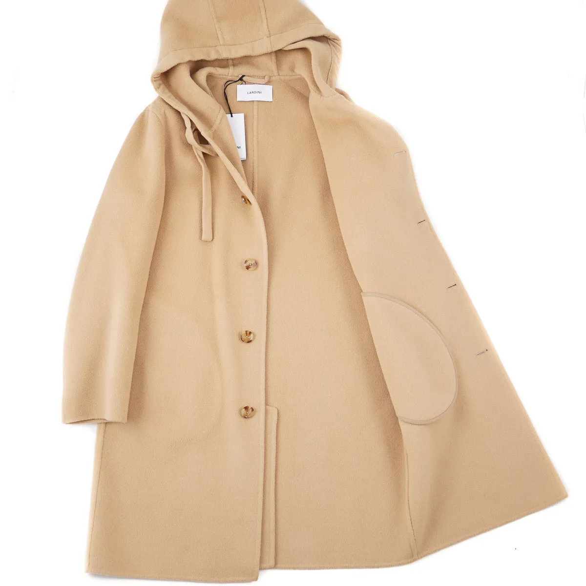 Lardini Brushed Wool Overcoat with Hood