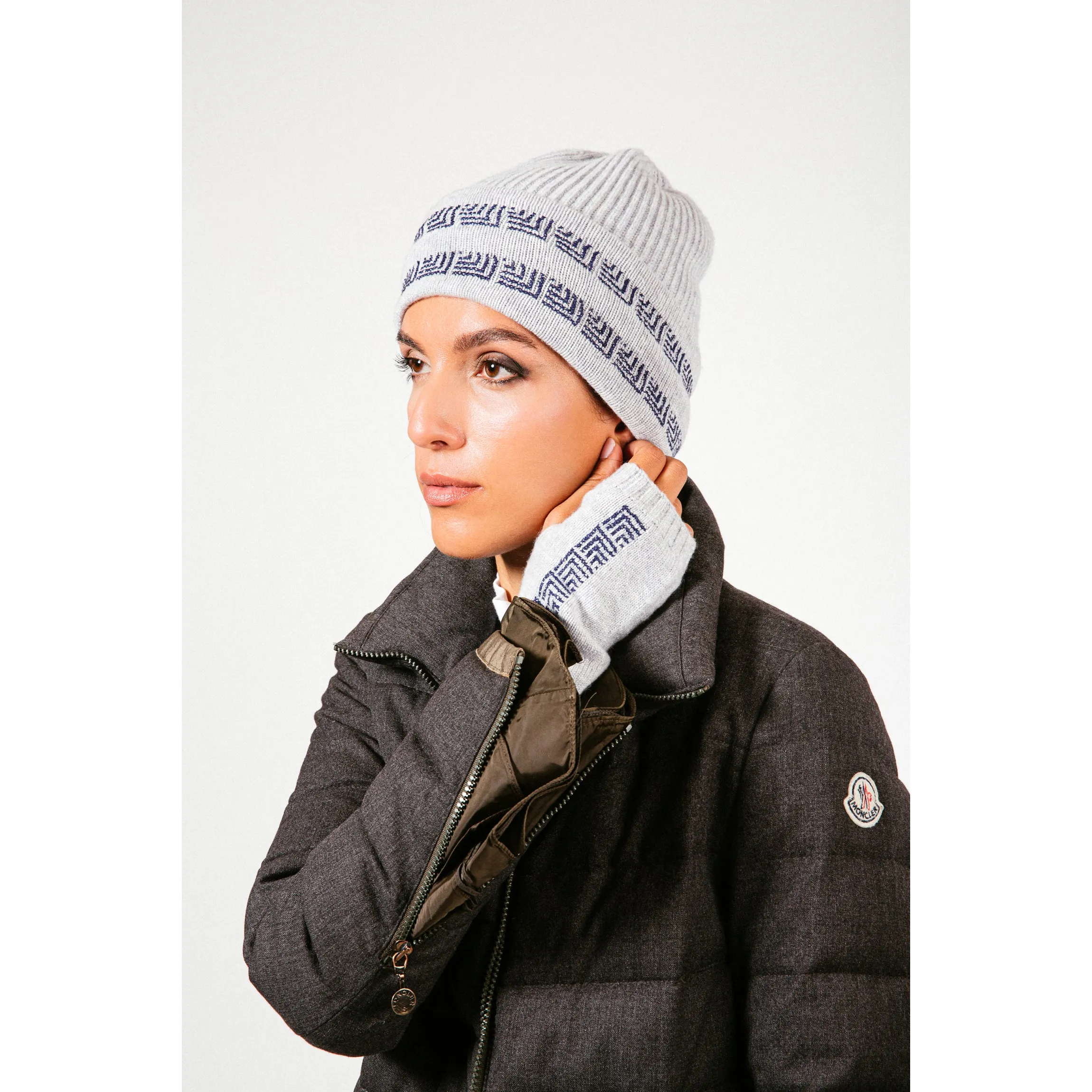 LIGHT GRAY CASHMERE BALACLAVA/BEANIE