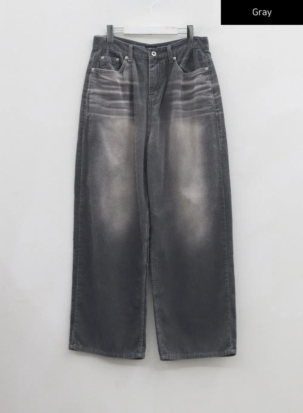 Light Washing Corduroy Wide Pants Unisex CN02