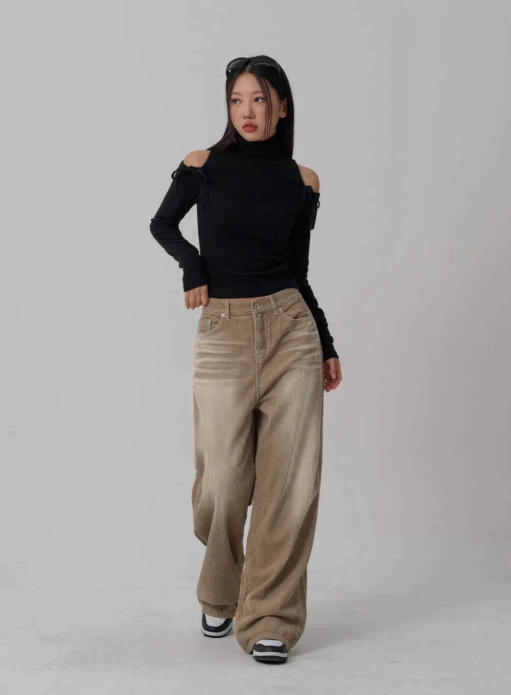 Light Washing Corduroy Wide Pants Unisex CN02