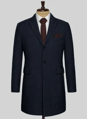 Light Weight Melange Dark Blue Tweed Overcoat