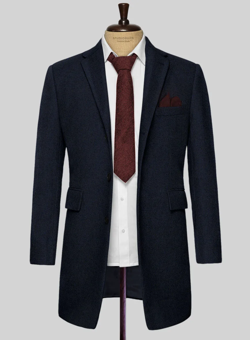 Light Weight Melange Dark Blue Tweed Overcoat