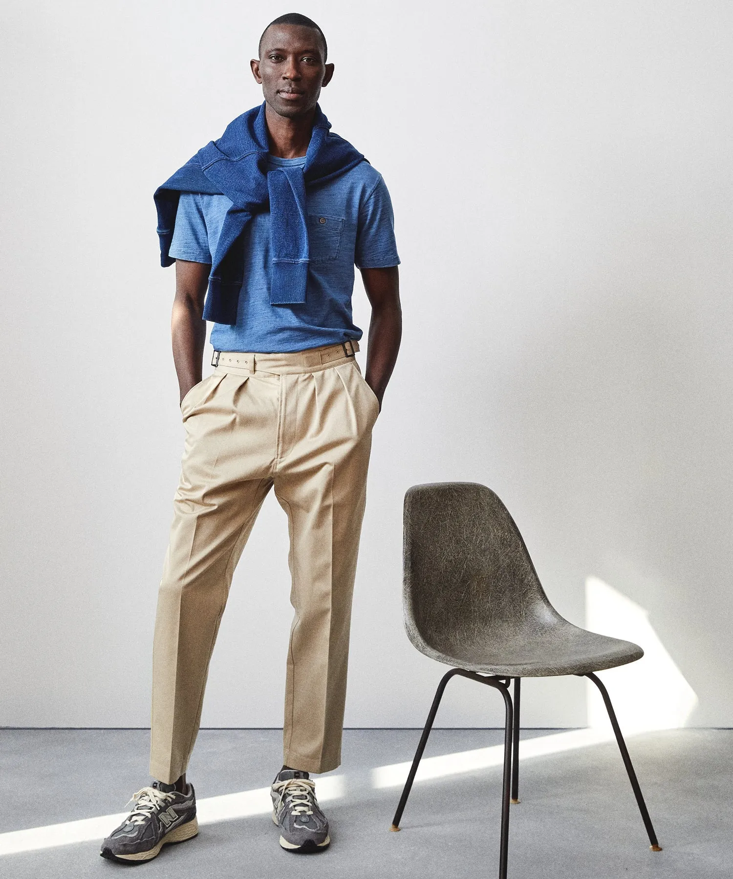 Lightweight Italian Cotton Gurkha Trouser in Sand Stone