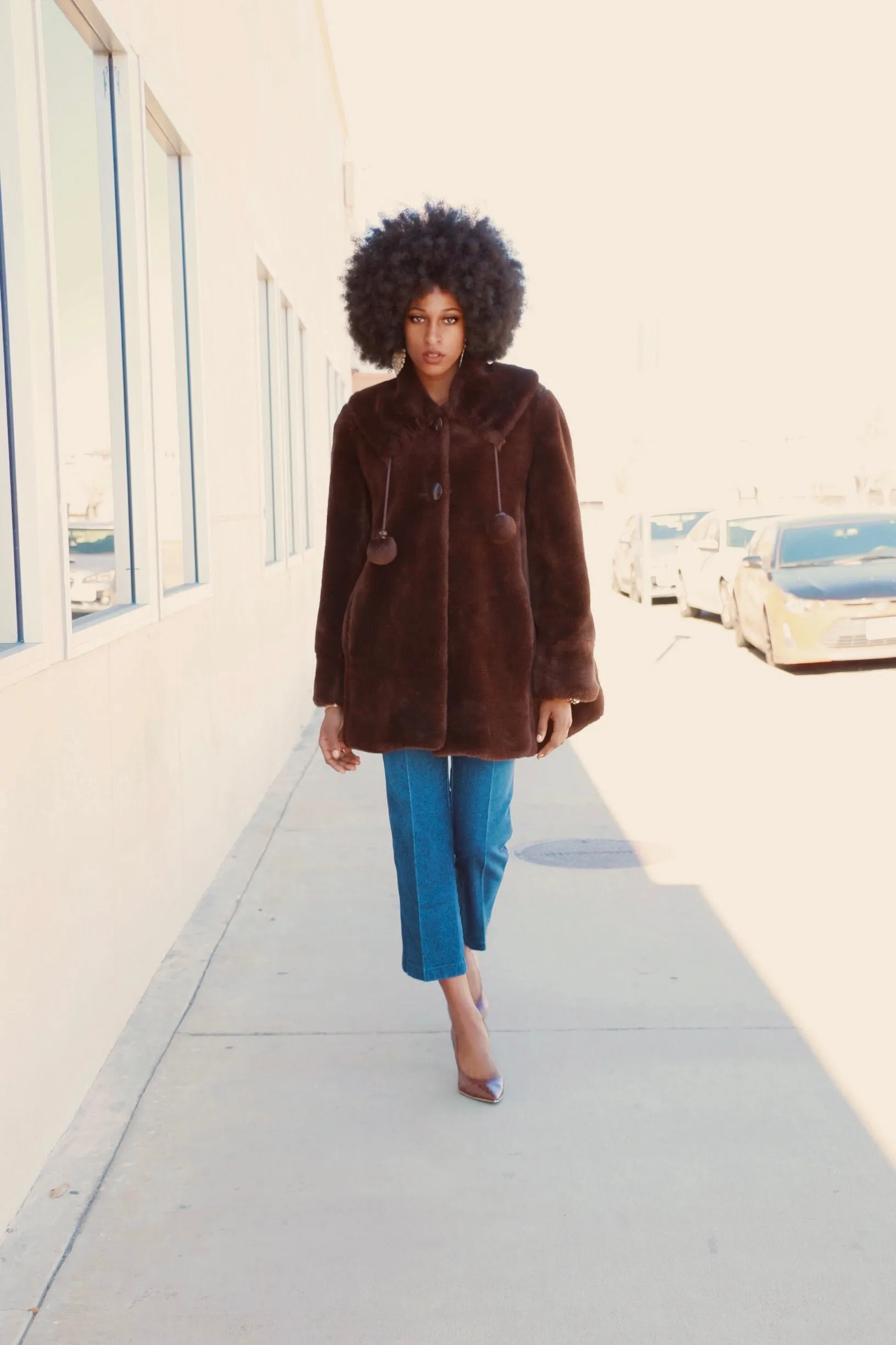 Live: 182 Vintage Parisian Chocolate Faux Fur Coat