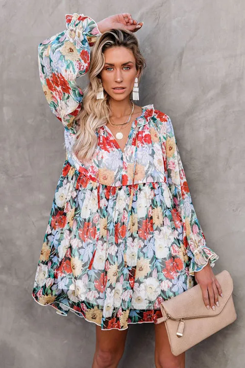 Live Free Floral Print Mini Dress