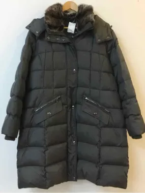 London Fog Size 2X Gray Quilted Zip Front Hooded Coat