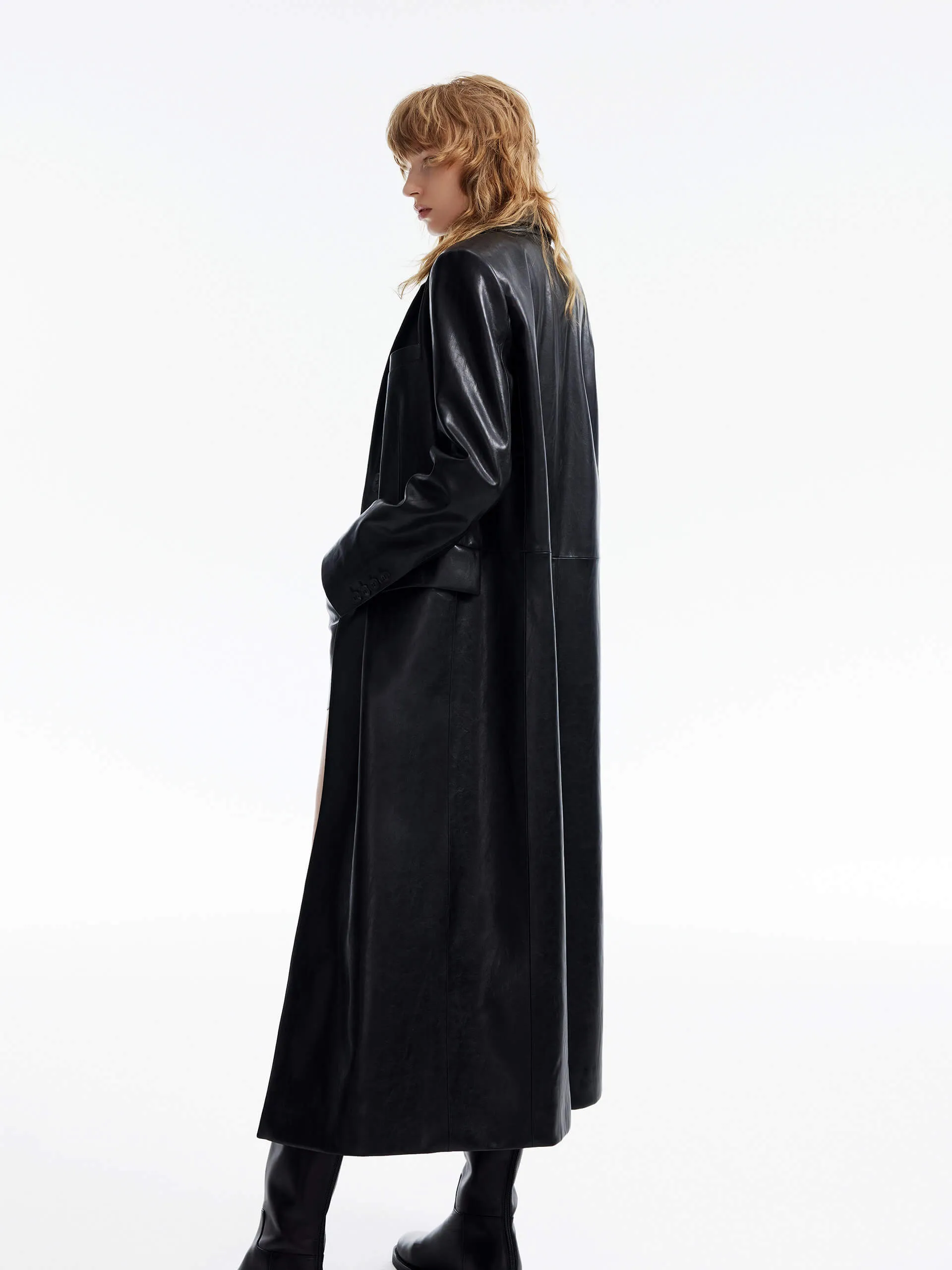 Long Line Leather Coat