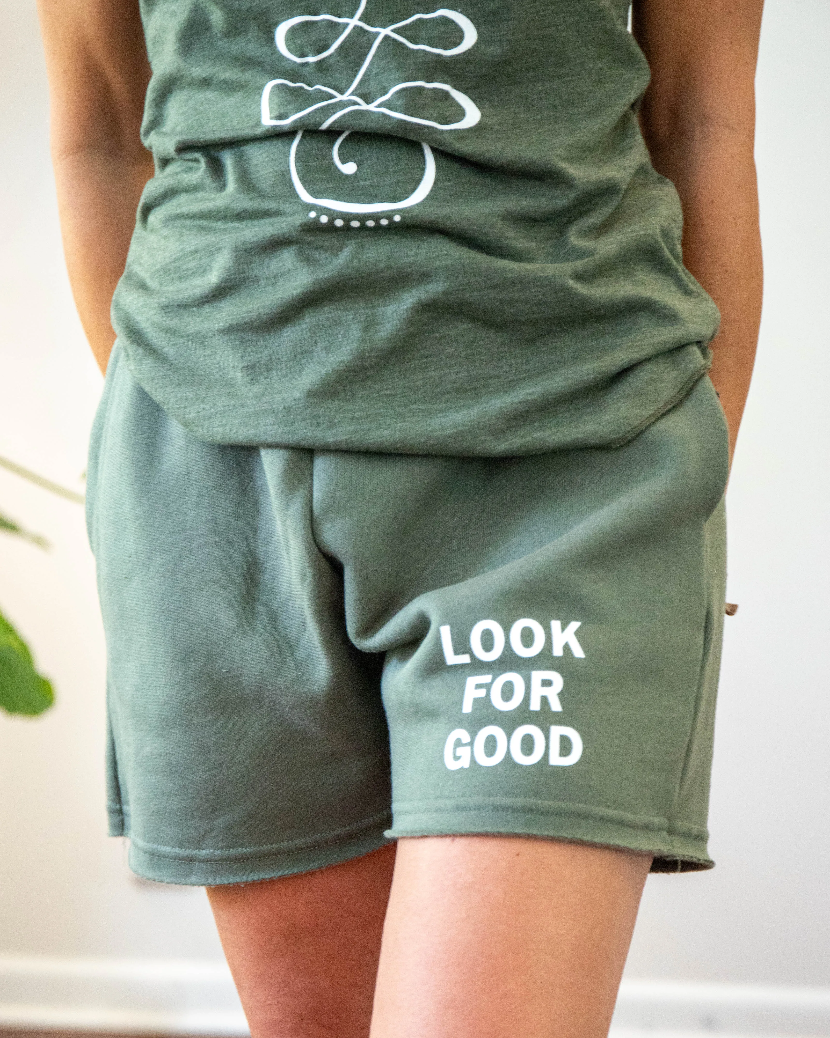 Look For Good - Green Fleece Shorts