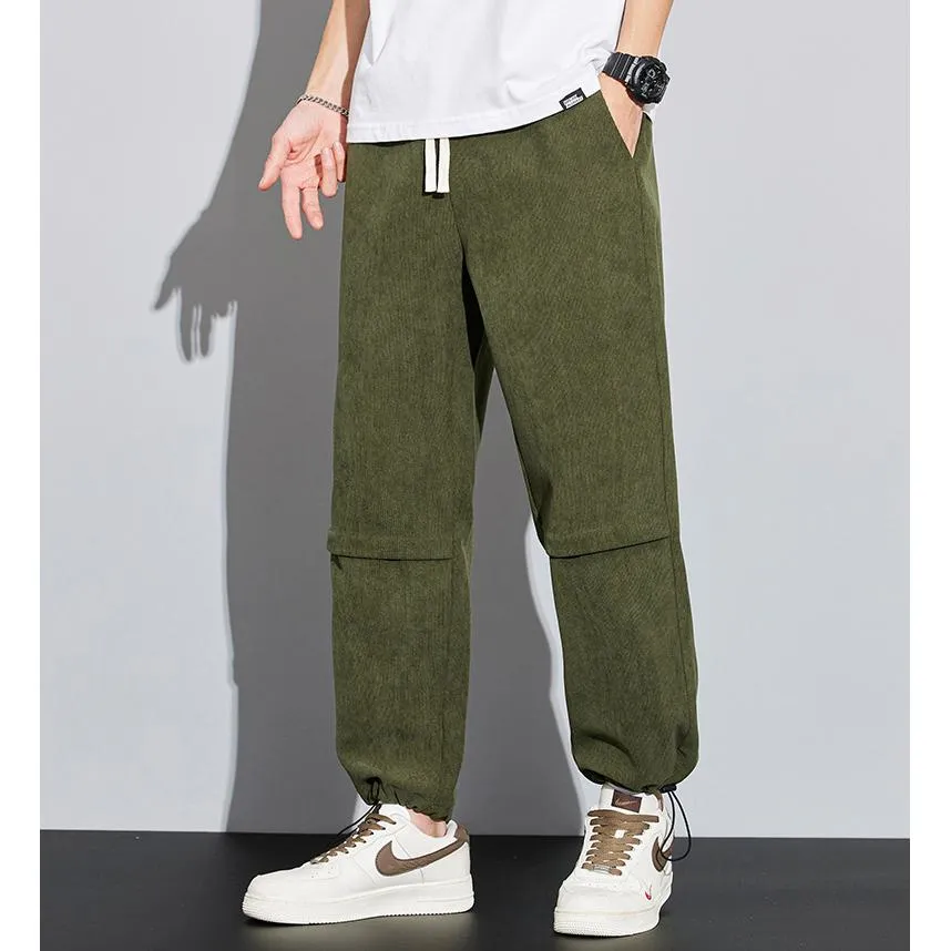 Loose Fit Wide Leg Corduroy Solid Color Straight Leg Pants