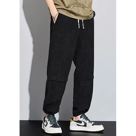 Loose Fit Wide Leg Corduroy Solid Color Straight Leg Pants