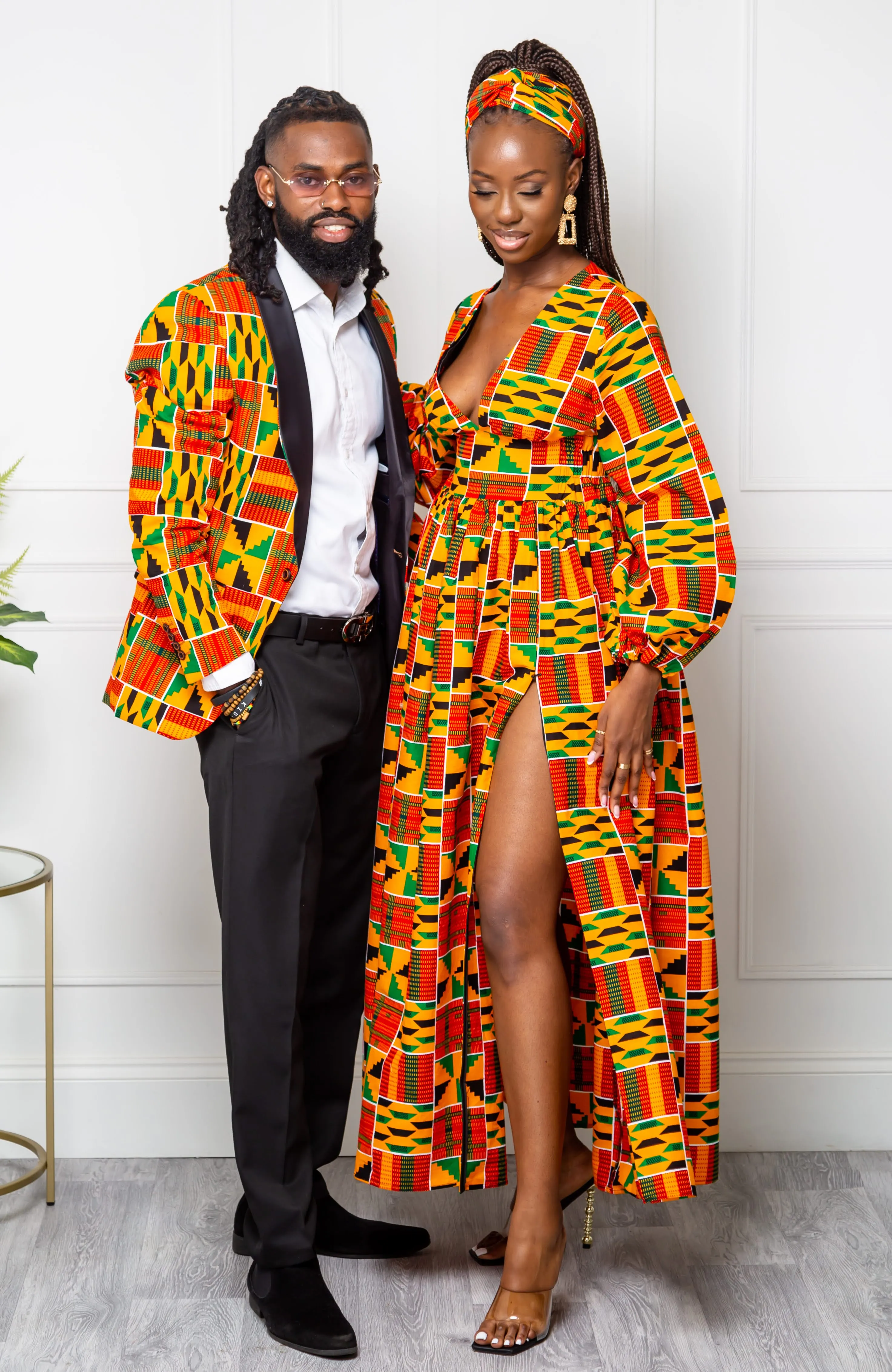 Low Neck Deep V Long Sleeve | African Maxi Dress  - KENYA