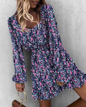 Mallory Floral Crochet Ruffle Dress