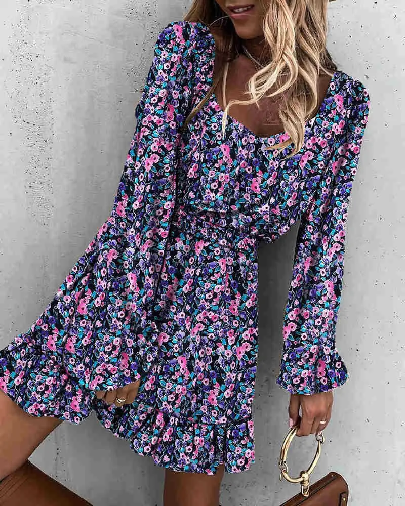 Mallory Floral Crochet Ruffle Dress