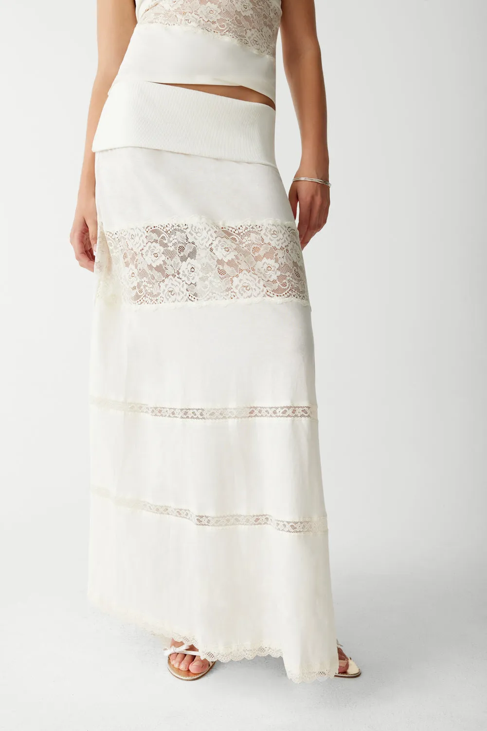 Memphis Lace Maxi Skirt - Porcelain